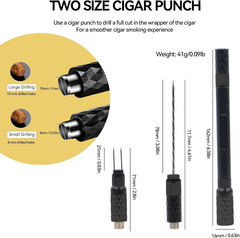 CaLeQi Cigar Punch Cigar Draw Enhancer and Cigar Nubber 4 in 1 The Cigar Punch for All Cigars is a Practical and Essential Cigar Accessories for Cigar Lovers Great Gift for a Man （Black ） - Image 2